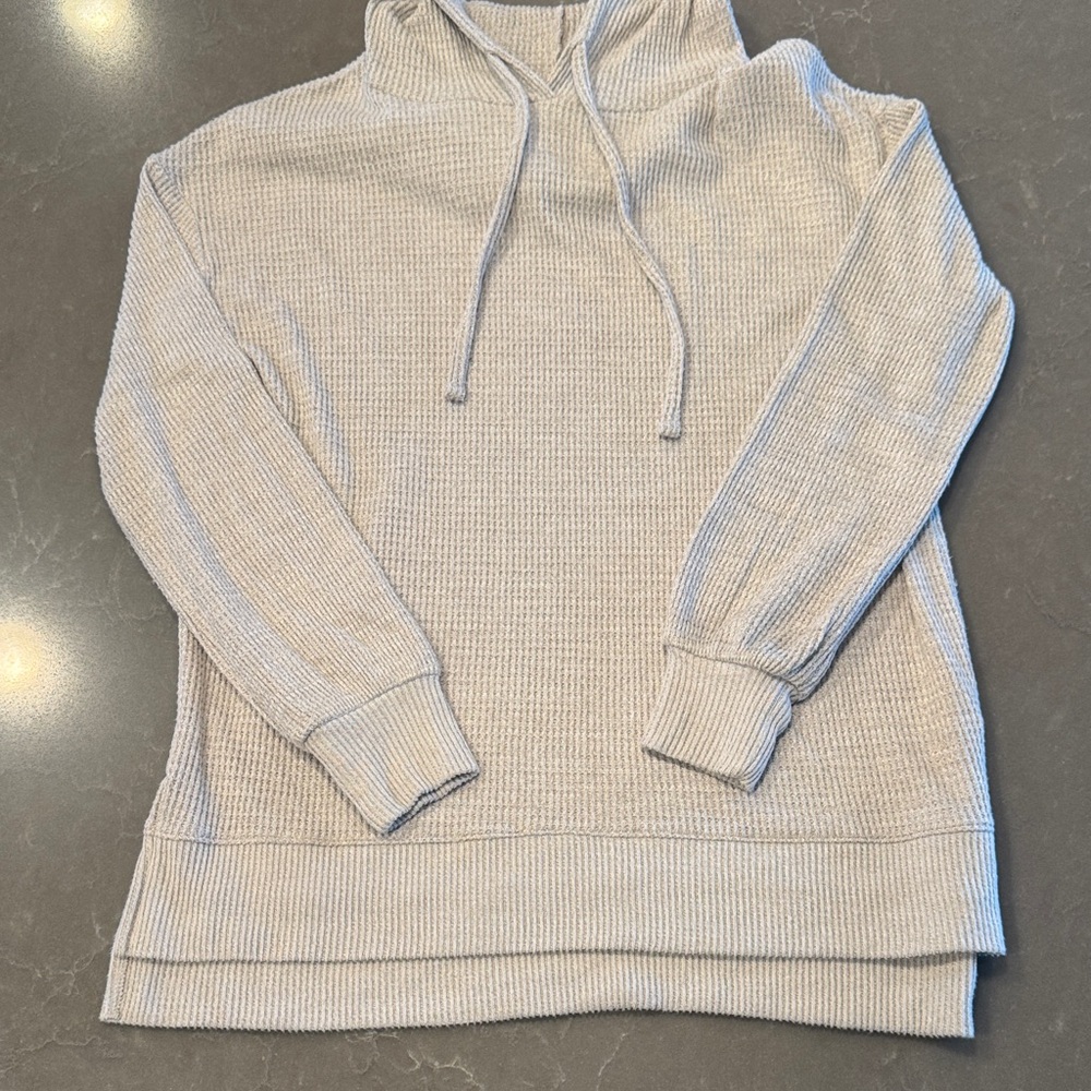 SO Women's grey Waffle-Knit Hooded Sweater